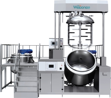 Düşük Hızlı Karıştırıcı ile Yüksek Hızlı Disperser Kozmetik Vakum Emülsifiye Mikser